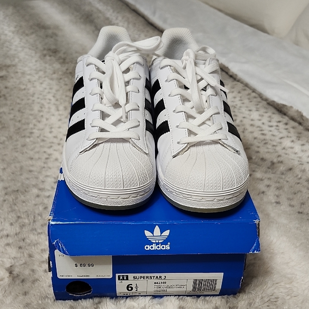 Adidas Kids Superstar White with Black Stripes